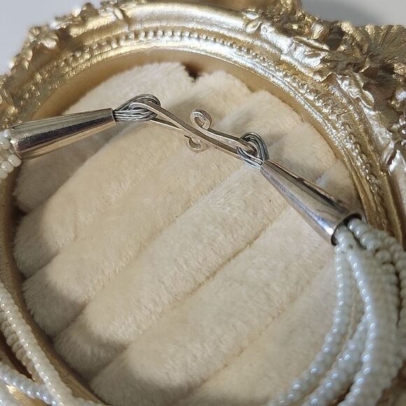 Sterling Silver And White Beaded Bracelet - Picture 2 of 3